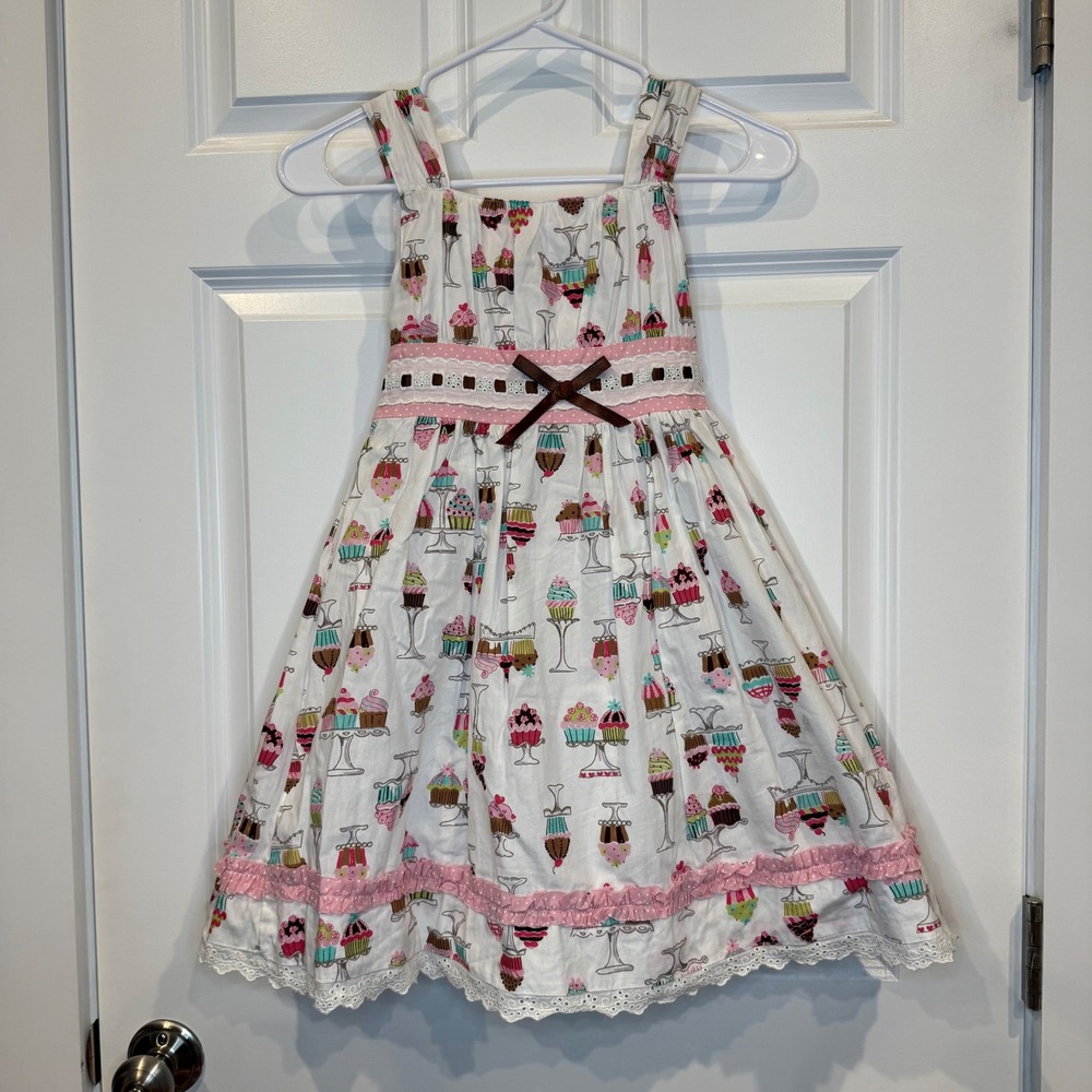 Maggie & Zoe Kids Cupcake Print Dress Girls Size 7 Summer‎ Sundress